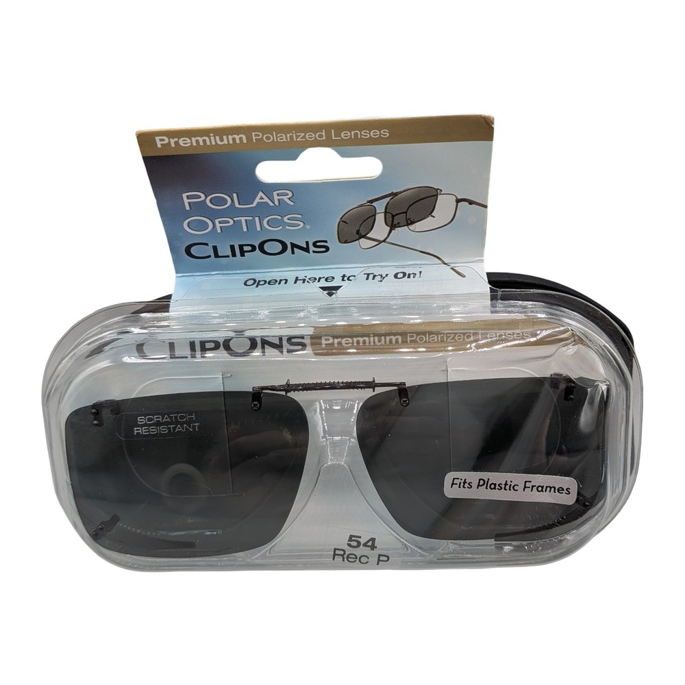 Polar Optics Premium Polarized Clip-On Sunglasses 54 Rec P Gray